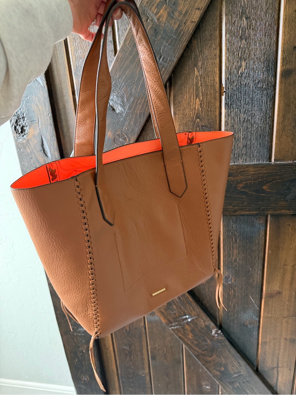 Rebecca Minkoff Medium Panama Leather Travel Bag Brown Pebbled Leather Tote
